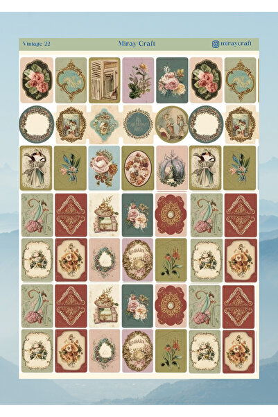 MirayDesign AUTOCOLANT/ALBUM DE COLETAȚI CU TEMĂ VINTAGE, 12*17 CM, PENTRU BULLET JOURNAL, PLANIFICATOR, AGENDĂ, CADER