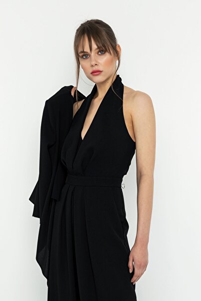 INVIDIA Women's Black Shawl Collar Jacket