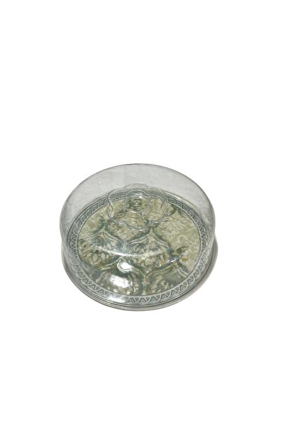 CENGİZ ÇEYİZ Zucci Desenli Porselen Tabaklı Akrilik Kek Fanusu 29x11 cm