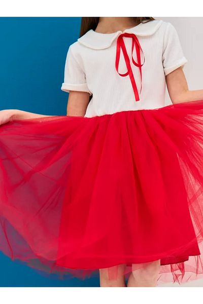 nc gift Cotton Lined Tutu Skirt Baby Lapel Short Sleeve Dress