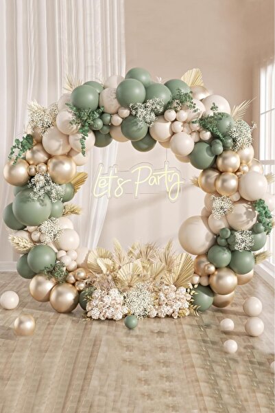 BeySüS Küf Yeşili Kum Beji Ve Krom Beyaz Altın 100 Adet Balon Zinciri Seti