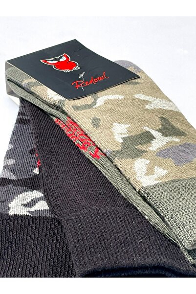 redowl Мъжки памучни чорапи до глезена с камуфлажен мотив, чифт от 3