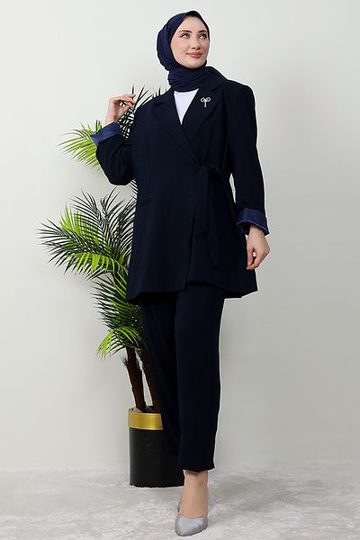 GİZ AGİYİM Dark Navy Blue Stone Detailed Flyer Set