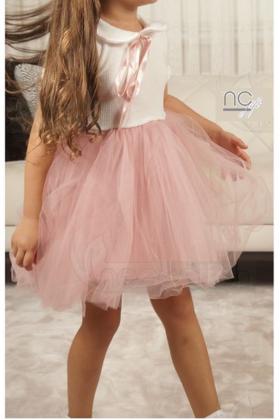 nc gift Rochie cu mânecă scurtă cu guler pentru bebeluși cu fustă tutu căptușită din bumbac