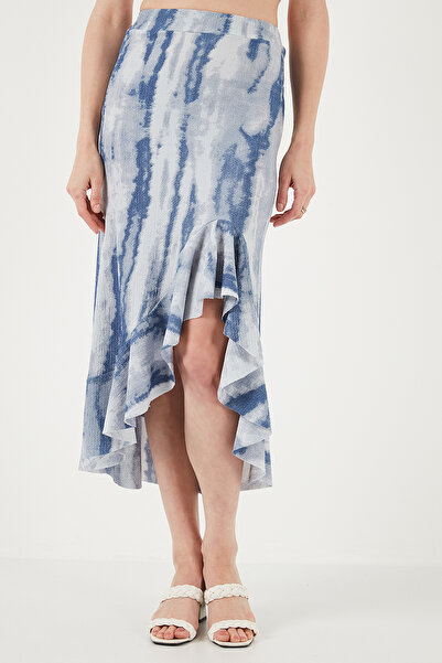 Lela Fusta cu tăietură midi cu talie înaltă cu modele cu tăietură normală 5869013