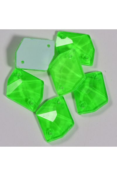 Gymo Premium 10*14mm N02 Emerald Neon - Κρυστάλλινη πέτρα με ίσια τρύπα και κρεμάστρα (36 τεμάχια)