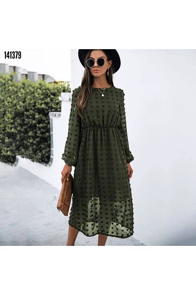 Kokosh moda Νέα σεζόν Γυναικείο φόρεμα σιφόν με λαιμόκοψη με μακρυμάνικο φόρεμα