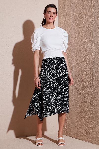 Lela Patterned Flounce Midi Skirt 5869010