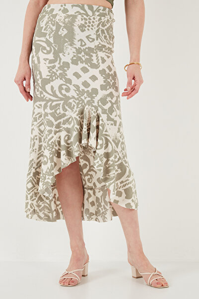 Lela Fusta cu tăietură midi cu talie înaltă cu modele cu tăietură normală 5869013