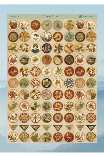 MirayDesign AUTOCOLANT/ALBUM DE COLETAȚI CU TEMĂ VINTAGE, 12*17 CM, PENTRU BULLET JOURNAL, PLANIFICATOR, AGENDĂ, CADER