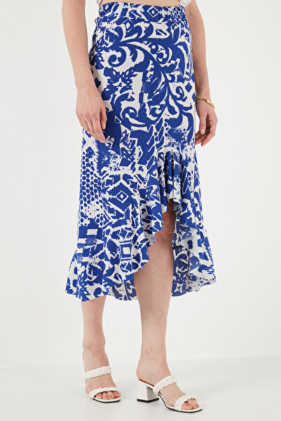 Lela Fusta cu tăietură midi cu talie înaltă cu modele cu tăietură normală 5869013