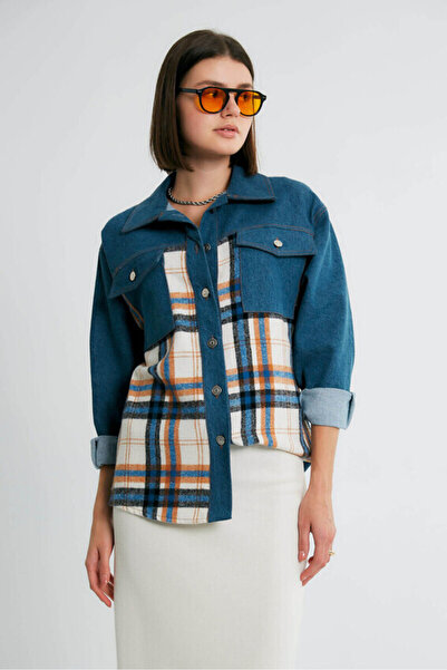 Store KAHVERENGİ ODUNCU DETAYLI JEAN GÖMLEK