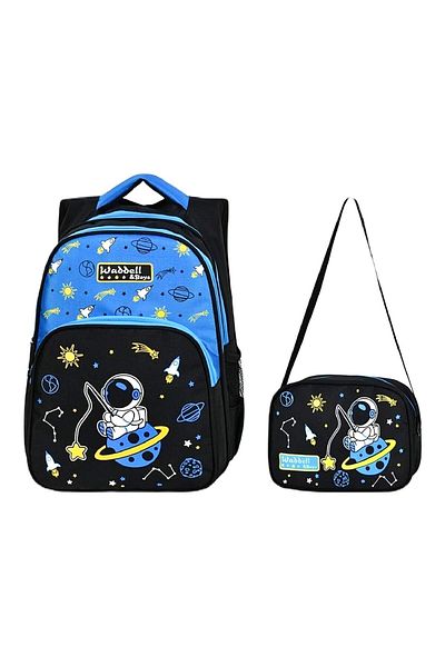 Linea Waddell 3 Compartment Primary School and Lunch Box - Astronaut Blue-Black 3004