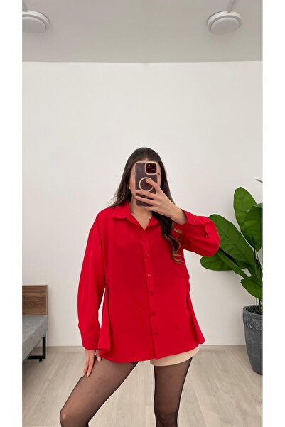 Nazline KADIN YANDAN DÜĞMELİ TASARIM UZUN KOL POPLİN GÖMLEK