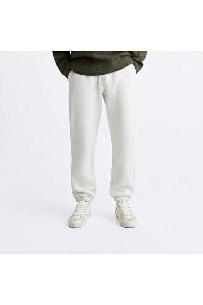 THE WHITE Ανδρικό αθλητικό παντελόνι με λευκό λαστιχένιο εσωτερικό βαμβακερό πάτο