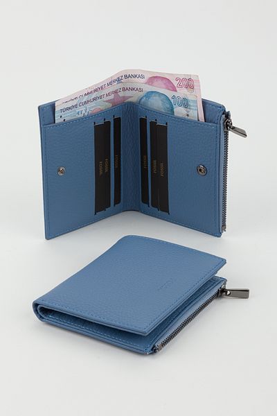 Fossil Boxed Genuine Leather Ice Blue Women's Hand Portfolio Card Holder Wallet