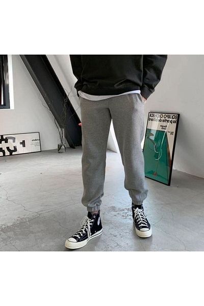 THE WHITE Jogger Gray Rubber Leg Men's Winter Sweatpants