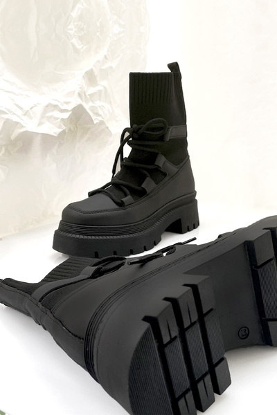 BRITY Yüksek Kalın Tabanlı Triko Detaylı Kışlık Postal Bot