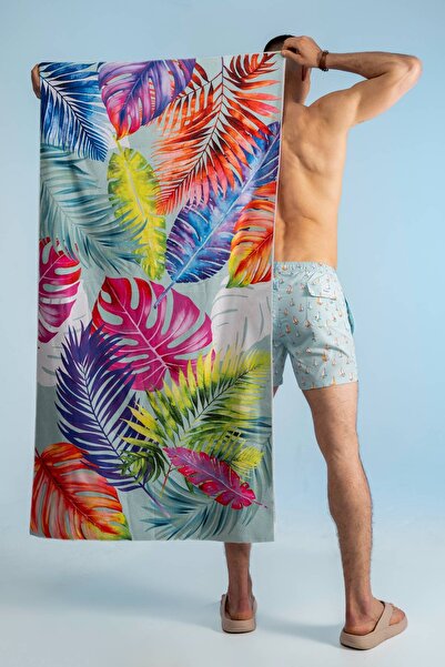 redowl Ψηφιακή πετσέτα παραλίας με μοτίβο τροπικών φύλλων - 75x150cm