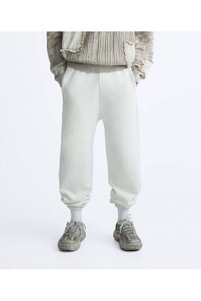 THE WHITE Men's White Rubber Leg Raised Winter Jogger Sweatpants