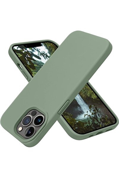 AWH جراب iPhone 13 Pro Max: جراب نحيف مقاوم للصدمات من السيليكون باللون الأخضر الكالكي (6.7 بوصة)