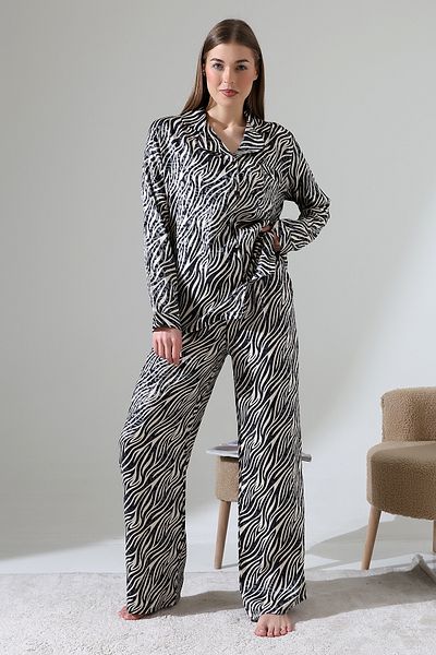 LİKAPA Set pijama cu mânecă lungă din jacquard din viscoză LİKAPASHOP