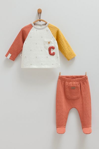 Caramell Baby 100% Cotton Set for Season 2025 - 1-3, 3-6, 6-9, 9-12 Months with Booties and Pocket Detail