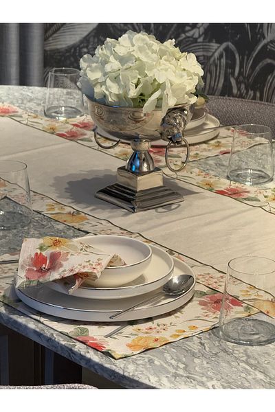 Heriya Linen Jasmin Pattern Runner 40X140 cm