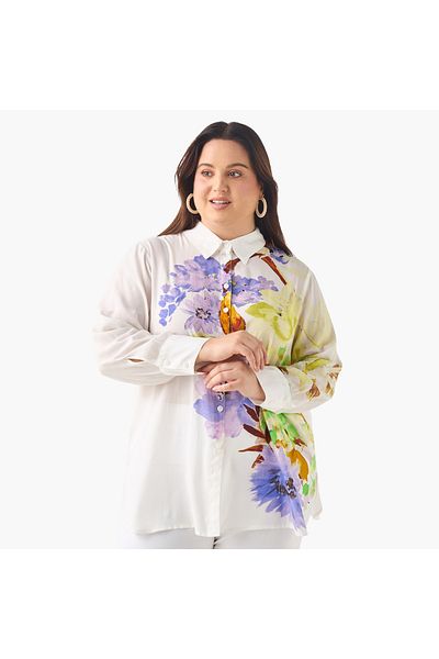 Ulla Popken MULTI FLOWER PRINT SHIRT