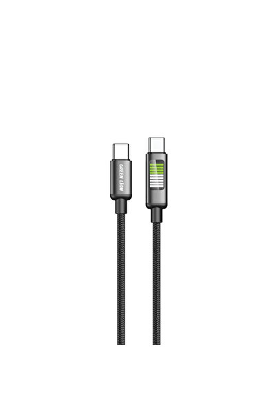 Green Lion كابل مضفر LED من USB-C إلى USB-C - أسود