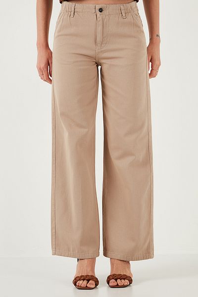 Lela Cotton Standard Fit High Waist Wide Leg Pants Pants 668Yp5344