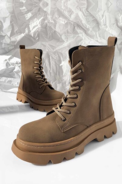 BRITY Thermo Sole Suede Μποτάκια με κορδόνια και φερμουάρ