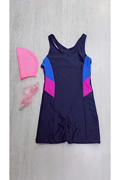 GC GÖKHAN CLUB Спортен бански костюм за момичета с костни очила за басейн