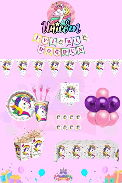 LASAGNA STORE Set de lux pentru petrecerea de aniversare Unicorn pentru 32 de...