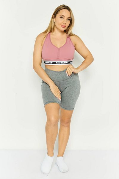 SKECHERS Women Brand Logo Padded Sports Bra, Old Rose