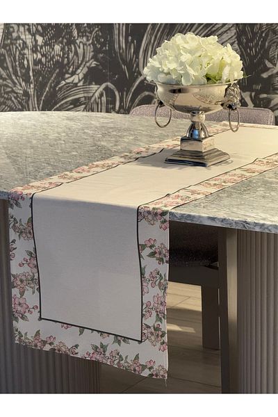 Heriya 40X140 cm Λινά Ρόζα Μοτίβο Runner