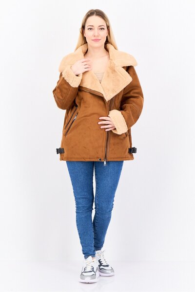 Steve Madden Women Solid Soft Shell Jacket, Brown