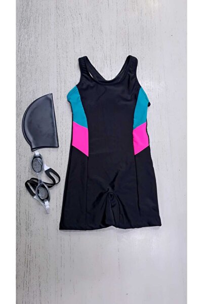 GC GÖKHAN CLUB Спортен бански костюм за момичета с костни очила за басейн