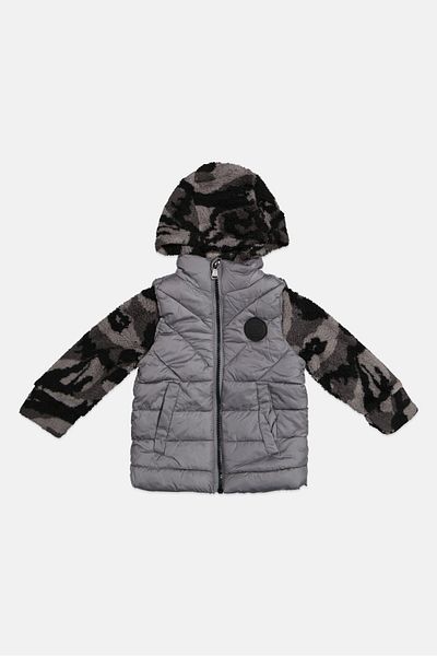Perry Ellis Toddlers Boy Quilted Puffer Jacket, Grey