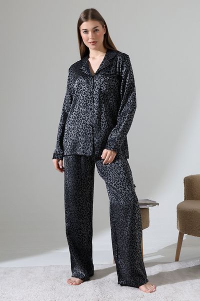 LİKAPA Set pijama cu mânecă lungă din jacquard din viscoză LİKAPASHOP