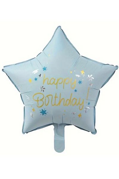 BeySüS Happy Birthday Blue Star Foil Balloon 18 Inch