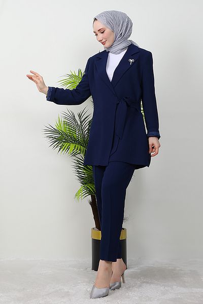 Giza Giyim Stoned Brochure Suit Navy Blue