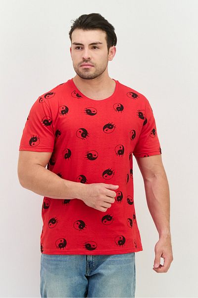 Originals by Brooklyn Cloth Men Crew Neck Short Sleeves Allover Printed T-shirt, Red
