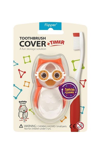 Flipper Hourglass Toothbrush Storage Container Orange Owl