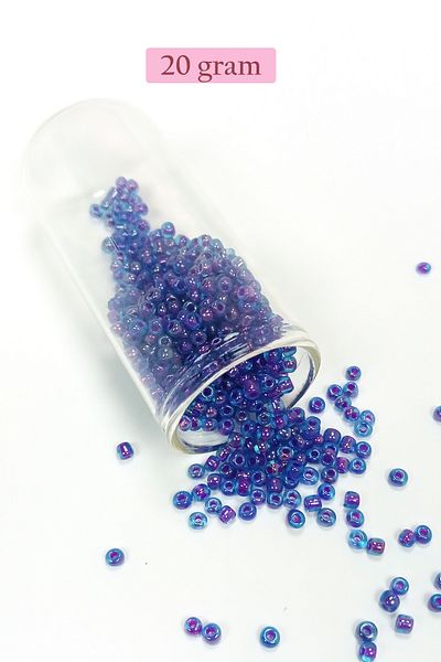 Royaleks Beads of Cast Glass Sand (8/0) 3 mm - 20 Grams - Transparent Blue - Bnc149