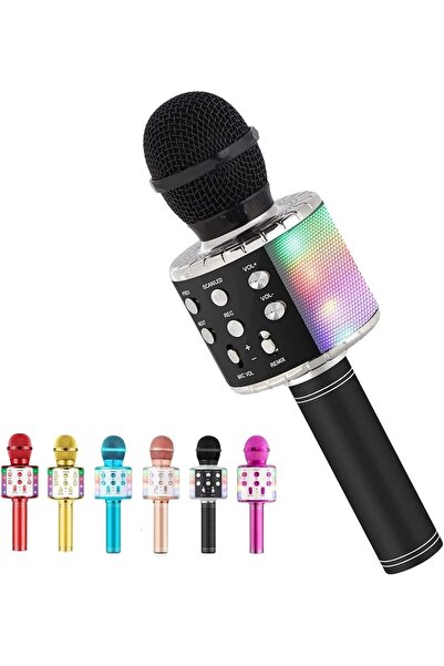 AWH ميكروفون لاسلكي 5 في 1 يعمل بالبلوتوث للأطفال، ميكروفون غناء كاريوكي مع أ...