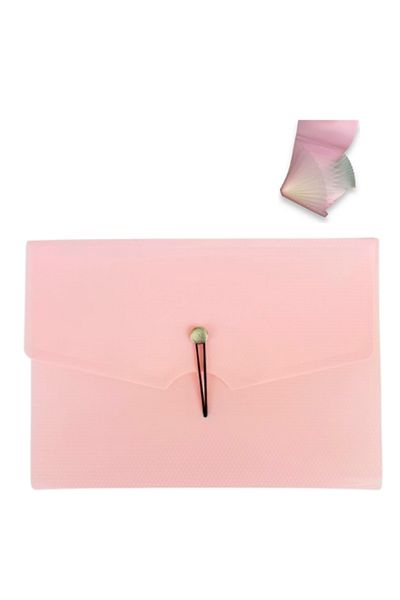 Glanart Pastel Powder Pink - A4 Size, 13 Compartments, Filing Holder with Balusters and Bookmarks