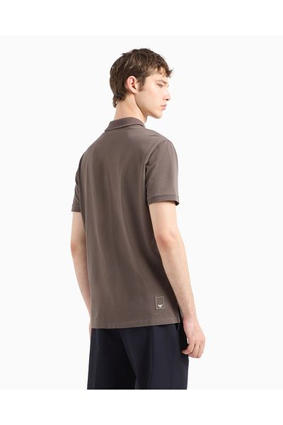Emporio Armani Men's Polo Neck Regular Fit Pure Cotton Short Sleeve Brown Polo Neck T-Shirt Em 001146   Af13742-U6