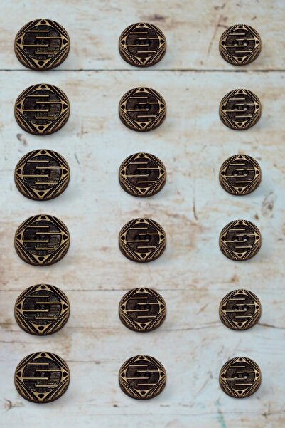 Ece Örgü Tasarım Atölyesi Lazer işlemeli 3x6 adet ahşap düğme seti