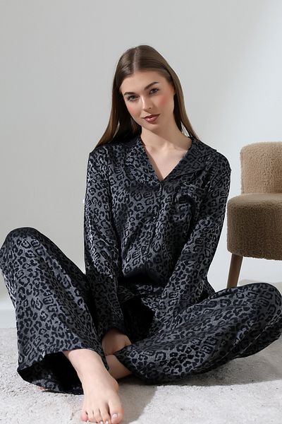 LİKAPA Set pijama cu mânecă lungă din jacquard din viscoză LİKAPASHOP